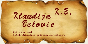 Klaudija Belović vizit kartica